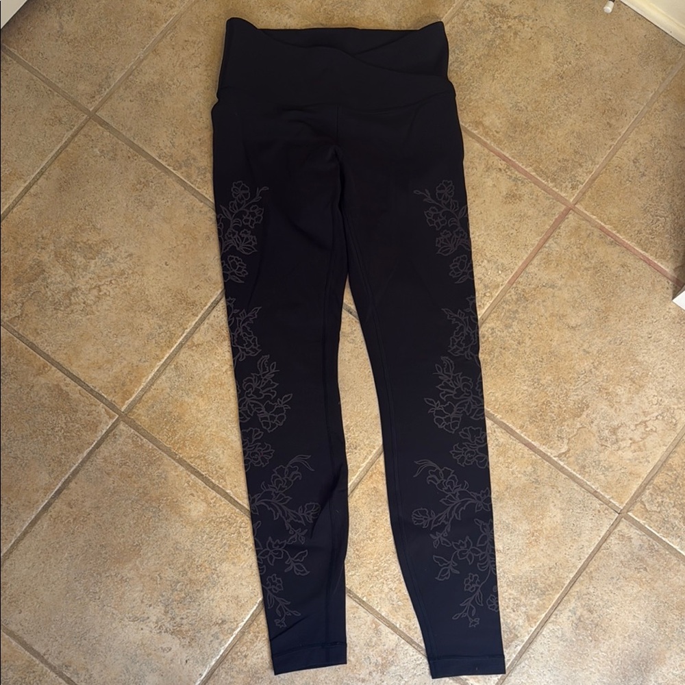 Lulu Lemon Limited Edition Black Floral Leggings